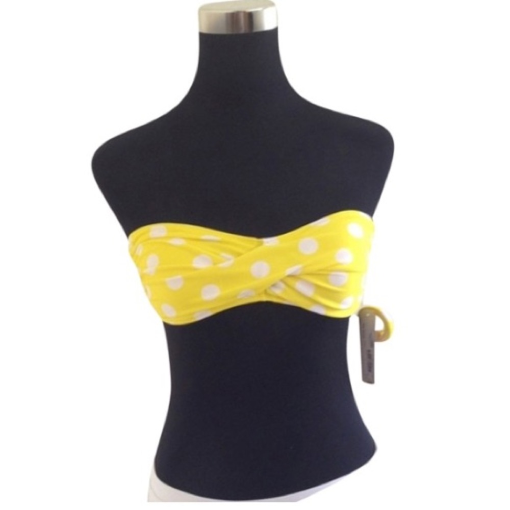 Arizona Yellow White Polka Dot Bandeau Bikini Top